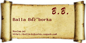 Balla Bíborka névjegykártya