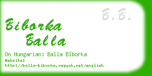 biborka balla business card